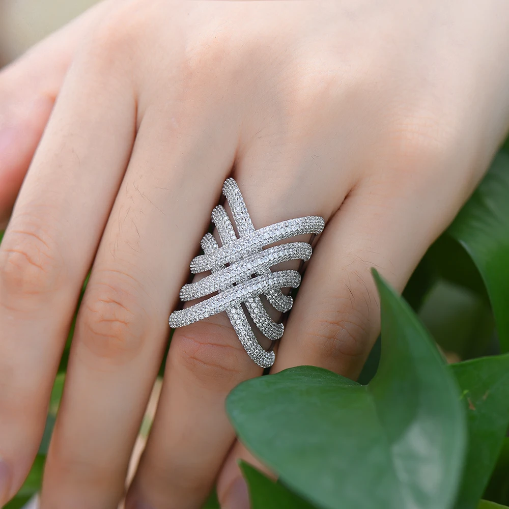 

GODKI эксклюзивные широкие большие массивные кольца для женщин, свадебные кольца с фианитами, изящные кольца в богемном стиле, пляжные ювелир...