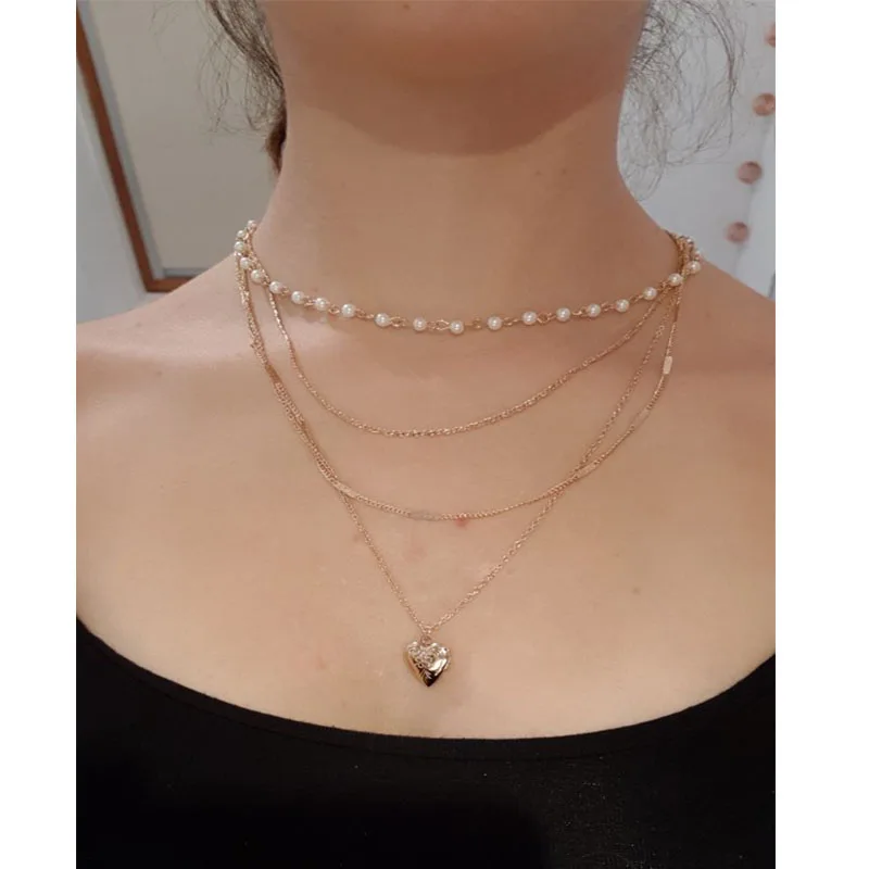 Модные ювелирные изделия золотого цвета медальон в форме сердца жемчужная