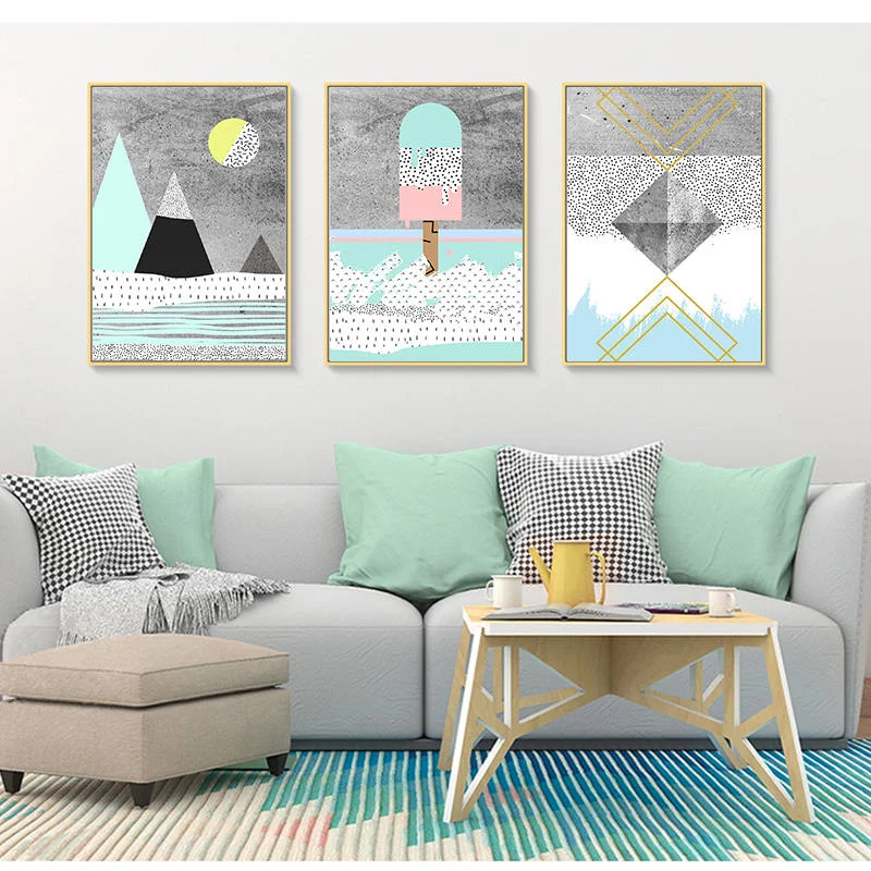 YUMEART Абстрактная Геометрия пейзаж для Гостиная Wall Art Nordic Плакаты принты картины