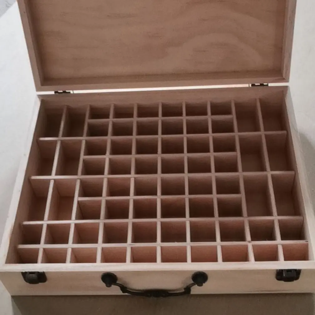 

Fast Shipping New 68 Slots Large Size Wooden Essential Oils Box Solid Wood Case Holder Aromatherapy Bottles Storage Organizer