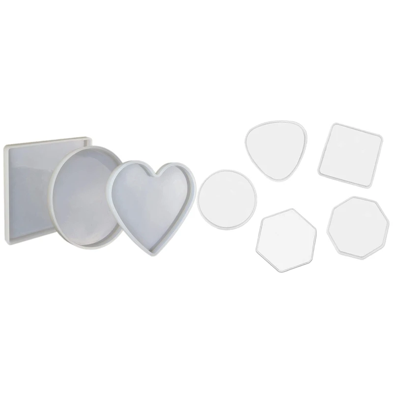 

3Pcs Large Round Heart Shaped Ornaments Mold with Resin Coaster Molds 5 Pcs