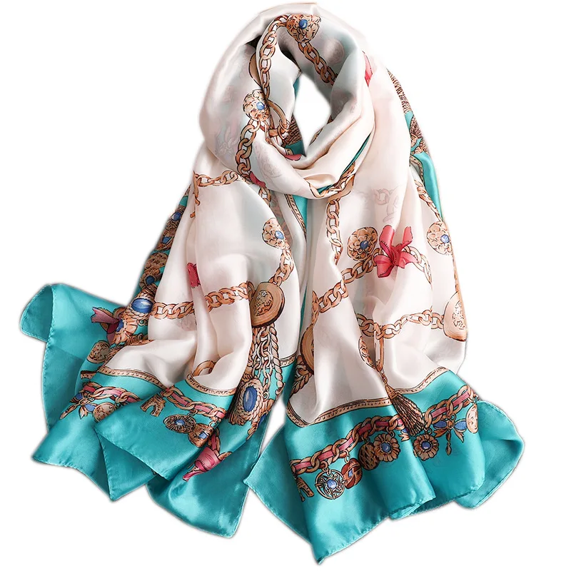 

Luxury Brand Spring Autumn New Style Warm Scarf Women Sun-resistant Beach Towel Silk Shawl Printed Headscarf chiffon hijab