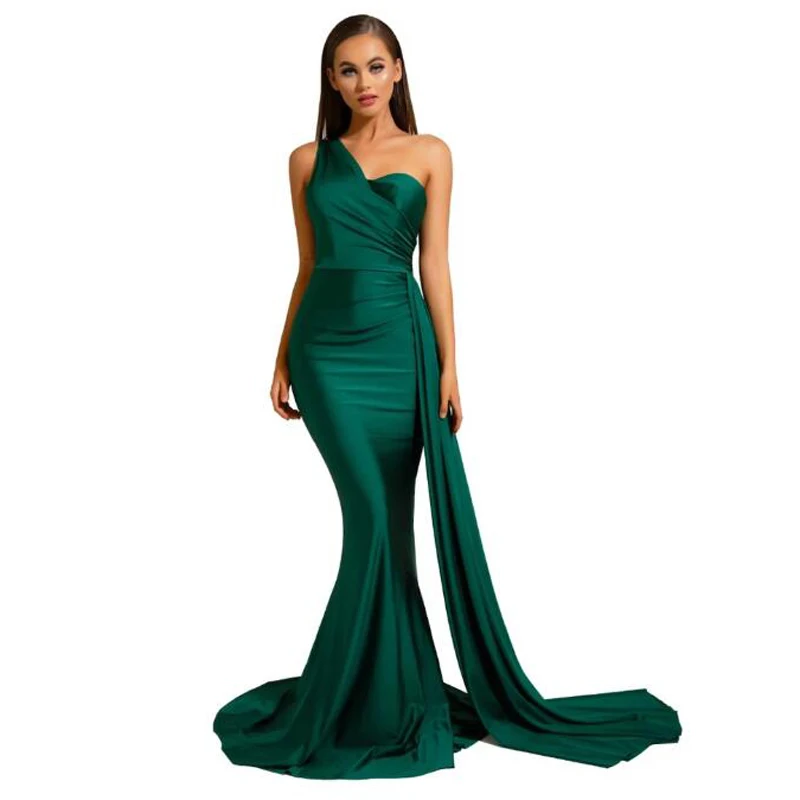 Сексуальное Бордовое платье подружки невесты на одно плечо атласное