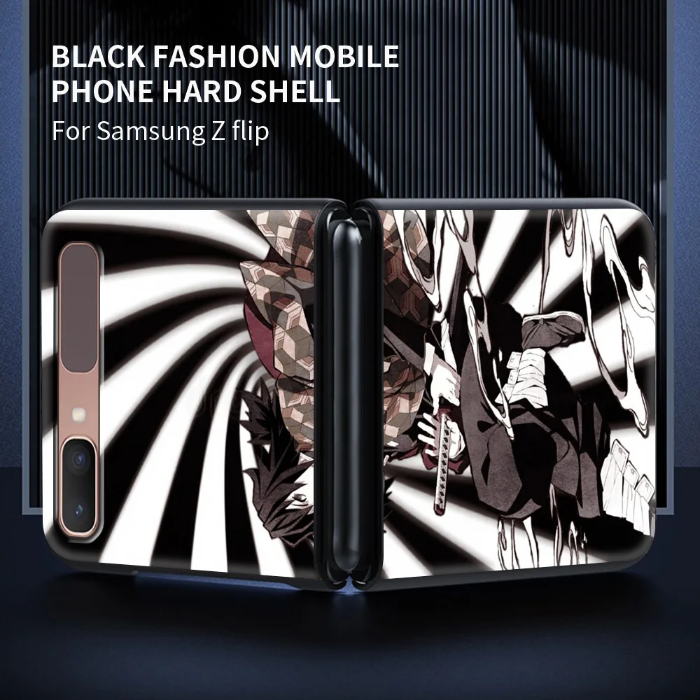 

for Samsung Galaxy Z Flip Mobile Phone Shell Z Flip 5G Folding Protective Case Luxury Black Coque Shell Cartoon Anime