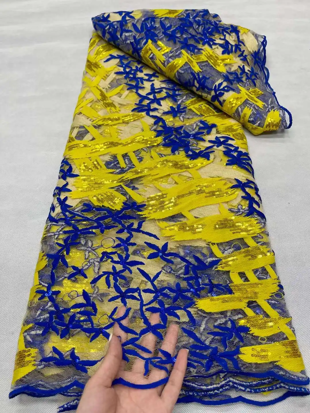 

African Lace Fabric 2021 High Quality Lace French Sequins Tulle Fabrics Nigerian Laces Fabrics For Wedding Dress