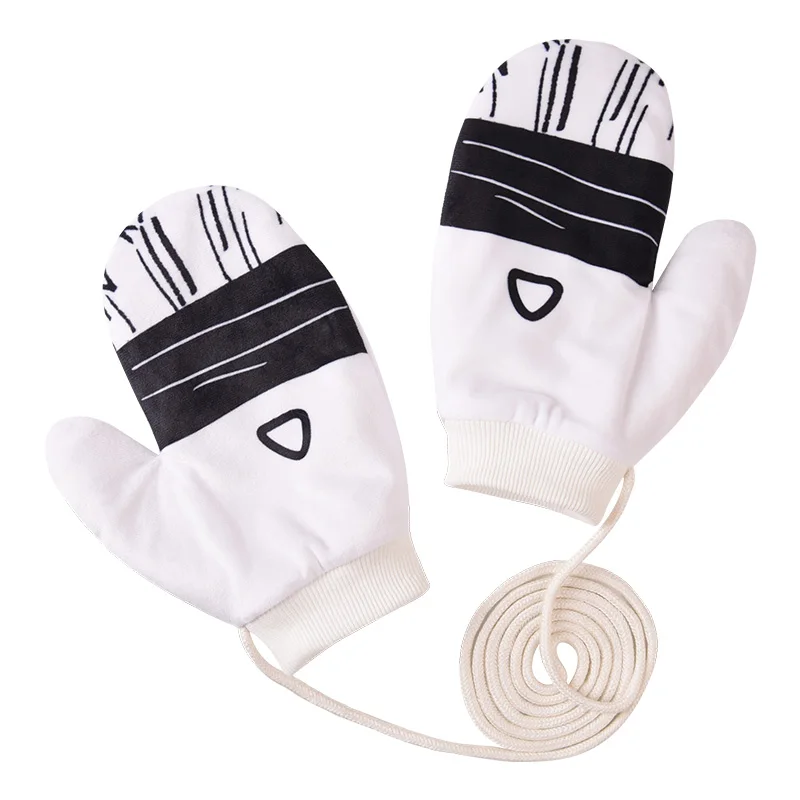 

Anime Jujutsu Kaisen Gojo Satoru Cartoon Expression Full Finger Gloves Plush Thick Keep Warm Autumn Winter Mittens Cosplay