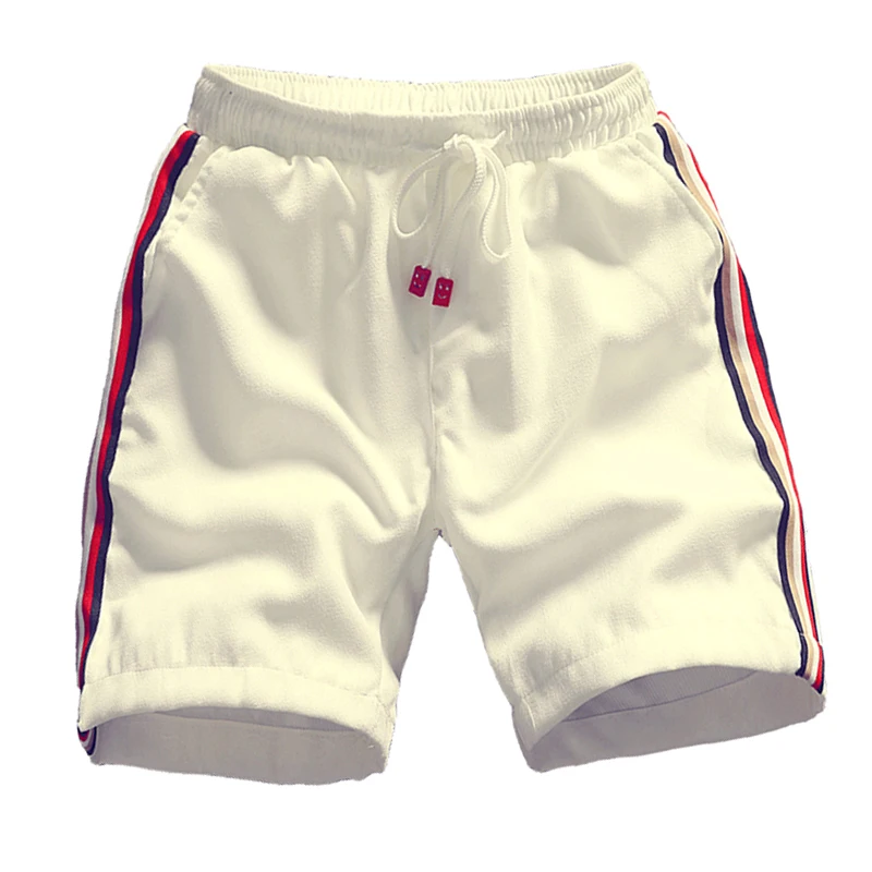 

2021 New Men's Shorts Summer Striped Cotton Board Short Pants Loose Drawstring Waist Bermuda Beach Shorts Men Plus Size 4XL 5XL