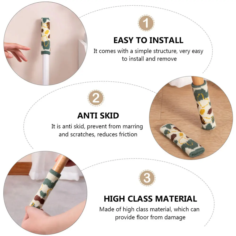 

4Pcs Table Chair Feet Covers Non-slip Chair Feet Caps Knitting Feet Covers