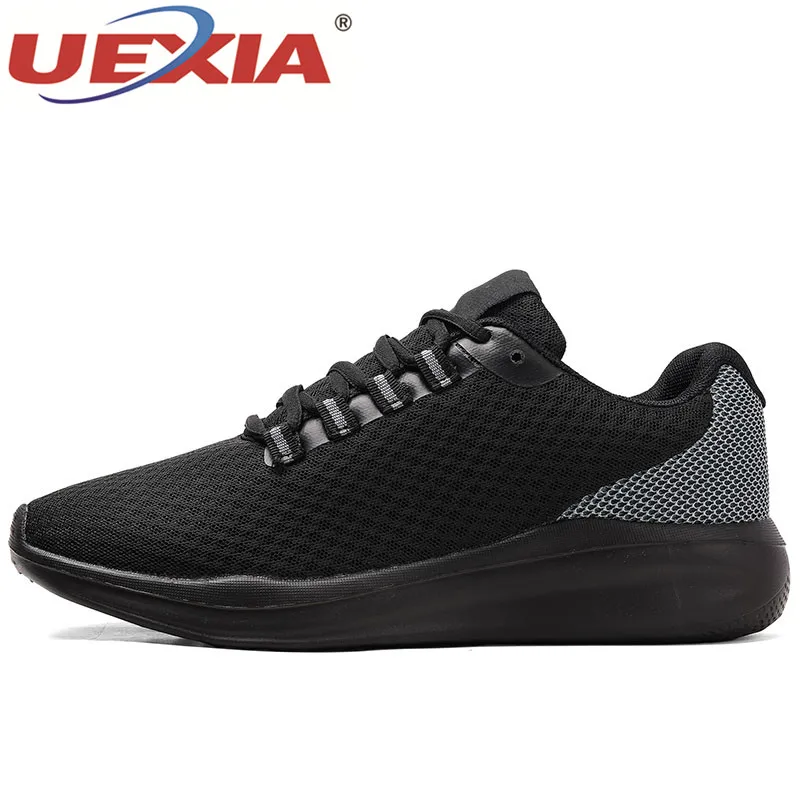 black gray 0535 UEXIA/кроссовки; Повседневная обувь; Мужская прогулочная Обувь На Шнуровке; сезон весна-осень; модная дышащая удобная мужская обувь; zapatos hombre - Цвет: black gray 0535