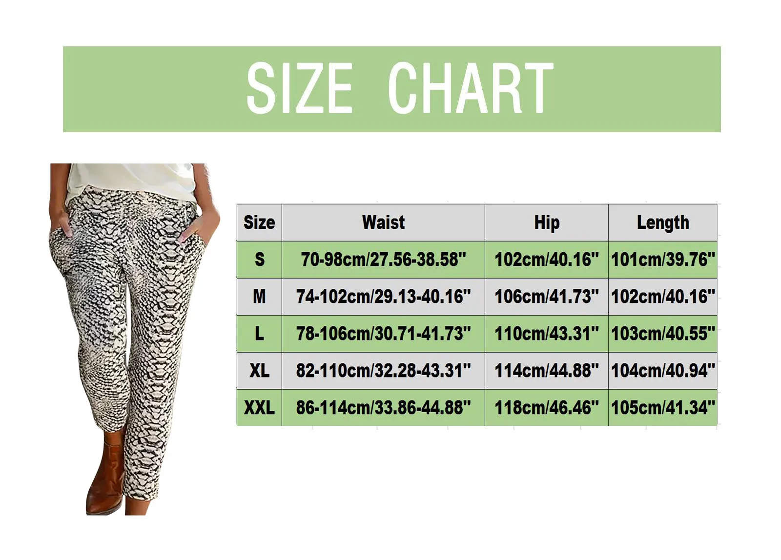 

Summer Casual Women Pants Loose Elastic Waist Boho Beach Pant With Pockets Vintage Serpentine Print Long Women Trousers