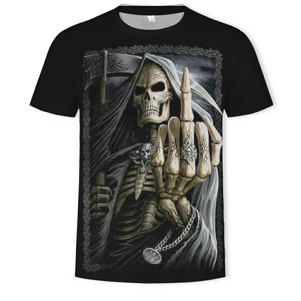 

Sumer New Mens Skull T shirts Brand punk style finger skull 3Dt- shirts Men Tops Hip hop 3d print skull punisher T-shirt dropshi