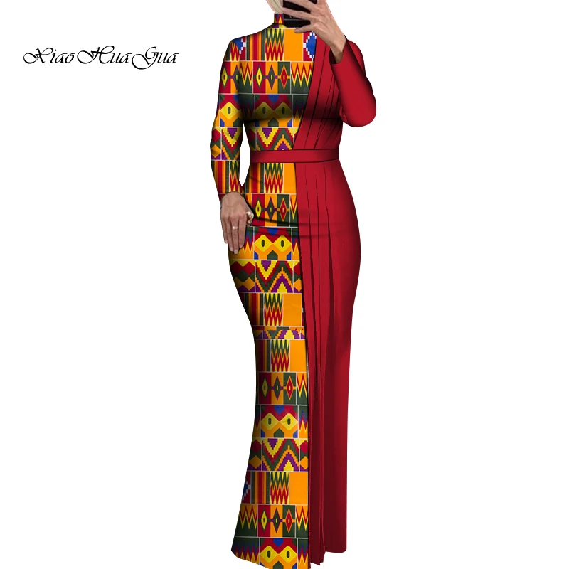 

African Print Dresses for Women Bazin Riche Long Dresses Party Vestidos Dress 2021 News Ankara Style African Clothes WY8916