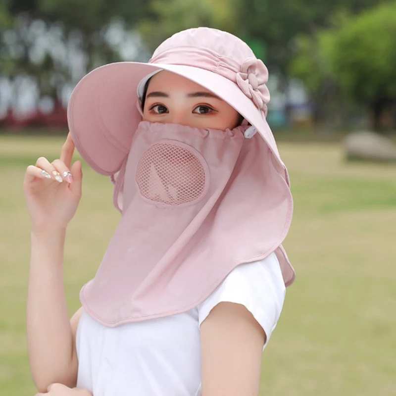 

Fashion Women's Flowers Sun Hat Wide Brim Fisherman Hat Face Neck Omnibearing UV Protection Summer Cycling Beach Hat