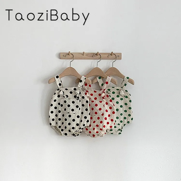 Детское боди Сезон весна лето Милый комбинезон в горошек для мальчиков и девочек