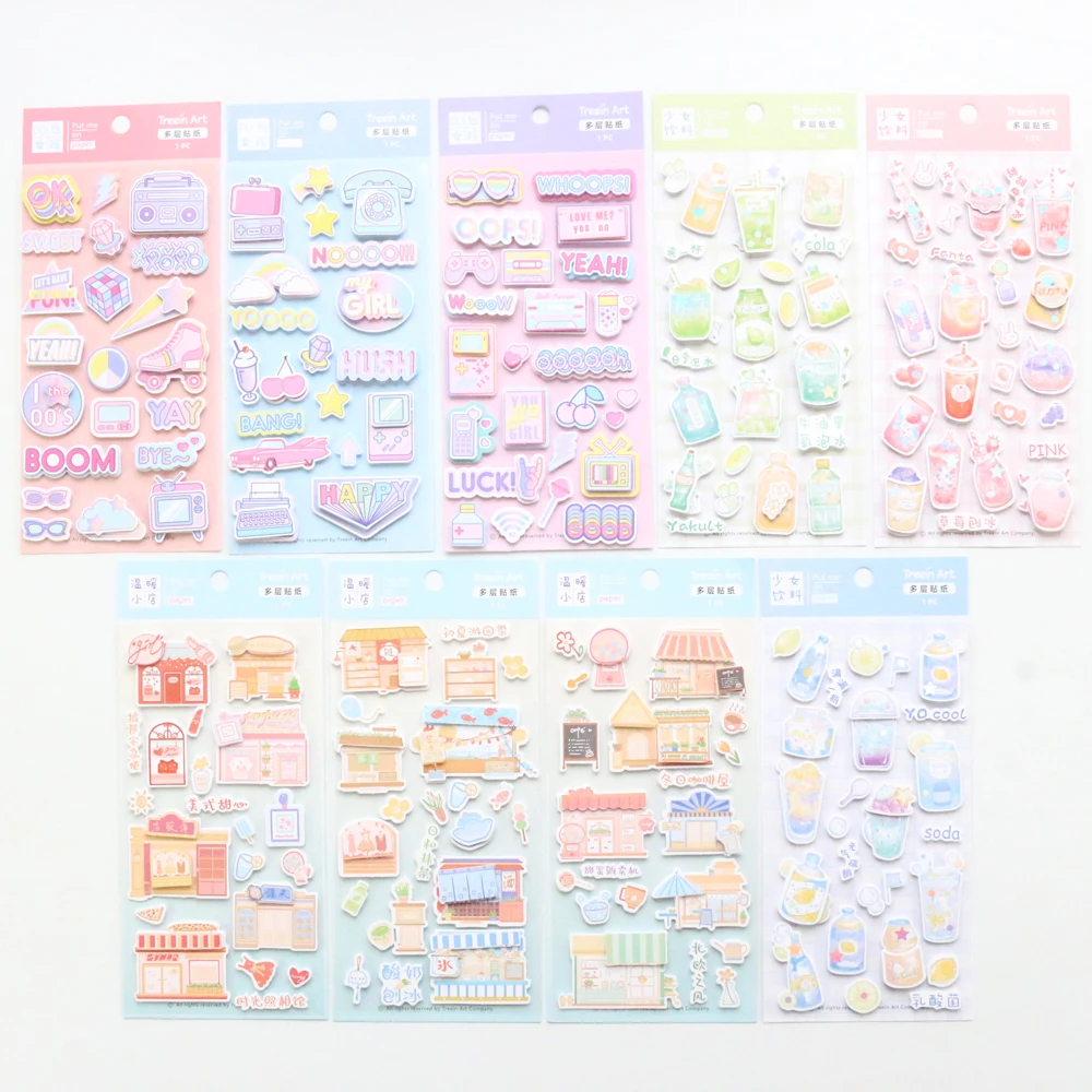 Domikee 2020 Новые kawaii Мультяшные корейские стереоскопические украшения DIY наклейки