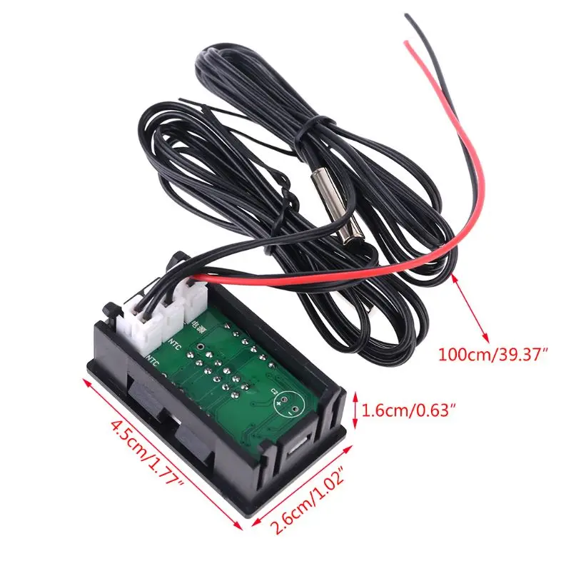 

Dual Display Digital Thermometer Red+Blue Temperature Sensor Tester NTC Waterproof Metal Probe Y5JA