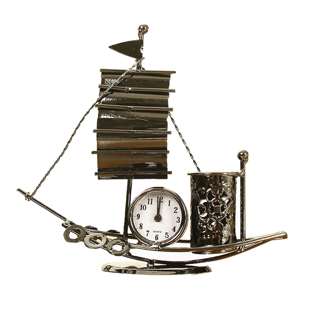Часы в стиле ретро настольные часы металлическая навигация бронзовый светильник