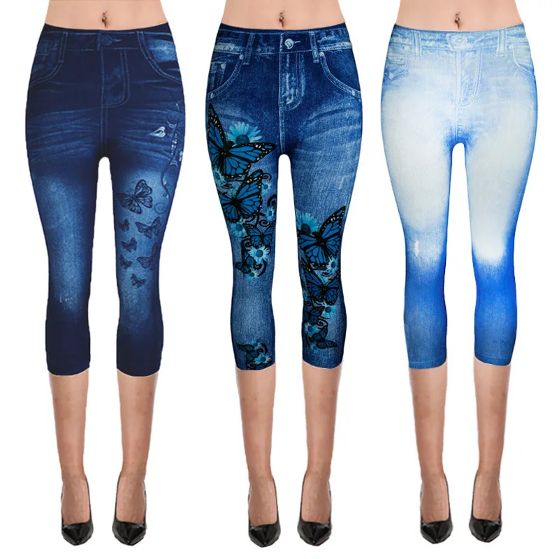 

Factory direct sales of new women's pants cross-border e-commerce popular denim tights women's cropped pants cross-border hot sa
