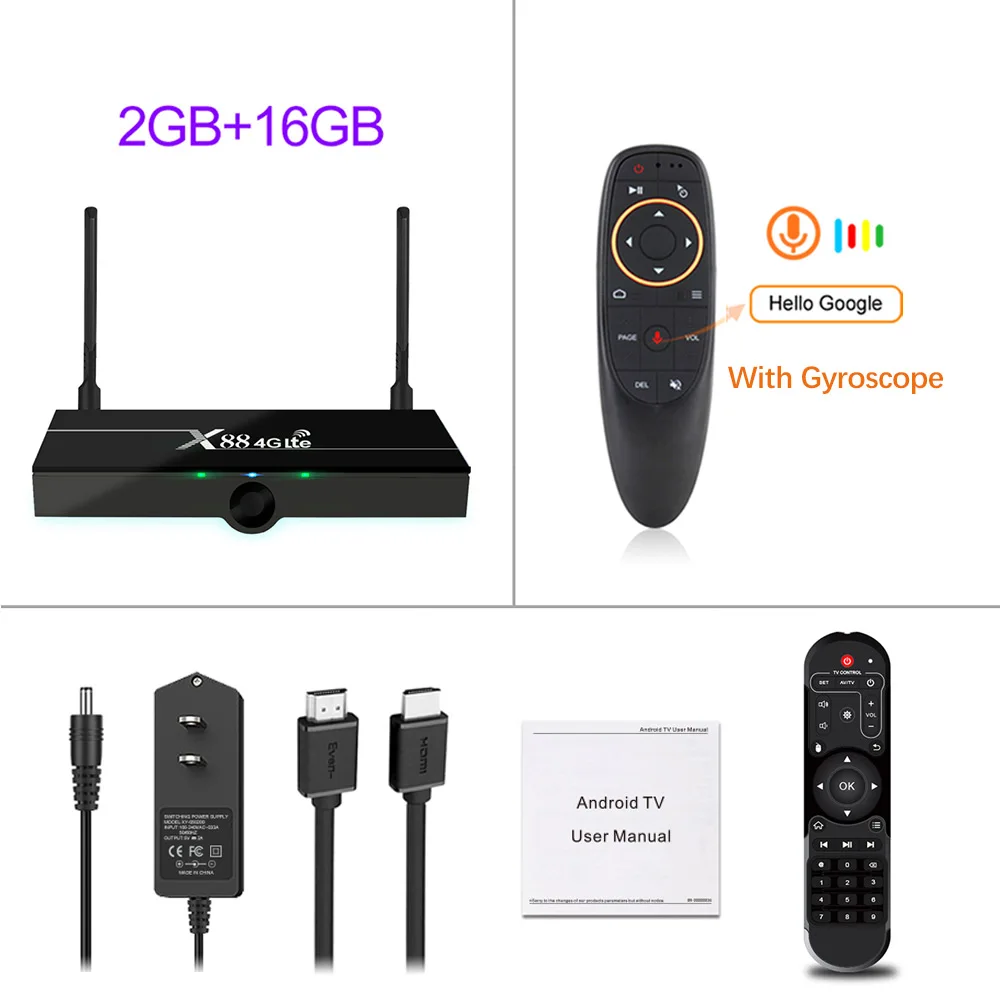 2G 16G G10 Voice Rem X88 4G Lte Android 7,1 ТВ-бокс на Rockchip RK3328 поддержка 4G Nano sim-карта 2 Гб 16 Гб двойной Wifi 4K 60fps USB3.0 Google Play Store Yout - Цвет: 2G 16G G10 Voice Rem