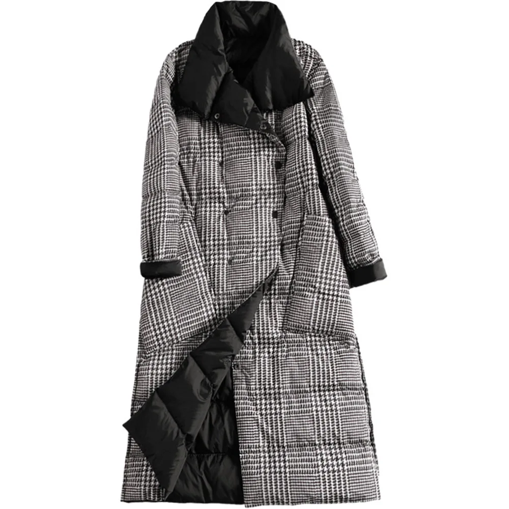 Новинка 2019 Женский Двухсторонний пуховик Длинная зимняя куртка с высоким