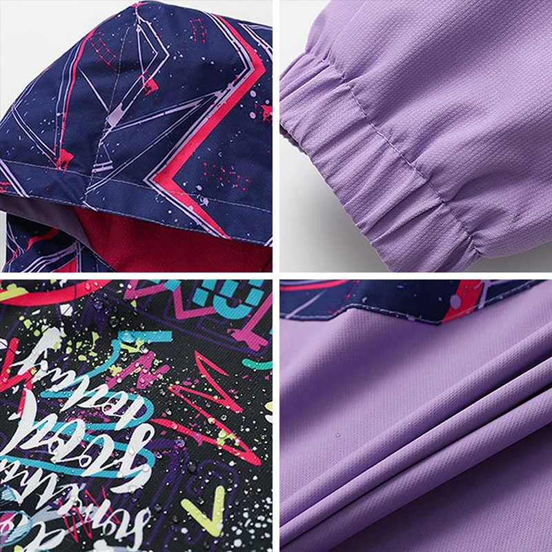 

Girls Windbreaker Spring Autumn Fashion Waterproof Patchwork Print Child Coat Long Sleeve Children Outerwear Kids Active Clothes
