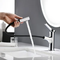 bathroom basin faucet pull out spray sink tap single handle bath hot and cold water crane vessel sink mixer tap crane deck mount