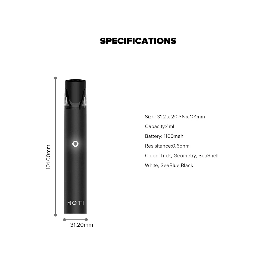 Оригинальный MOTI многоразового использования Vape комплект 1 8 мл Pod 500 мАч батарея