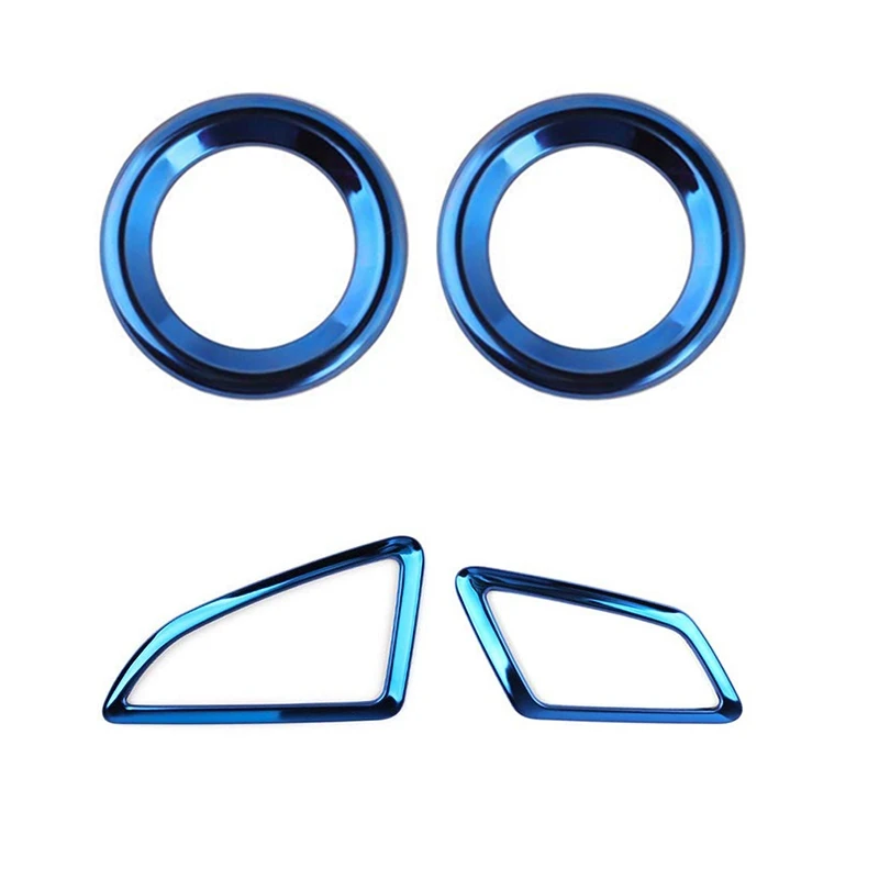 Interior Door Audio Speaker Ring Cover For 10Th Gen Honda Civic 2019-2016, Blue & Windshield Air Vent Wind Outlet Cover