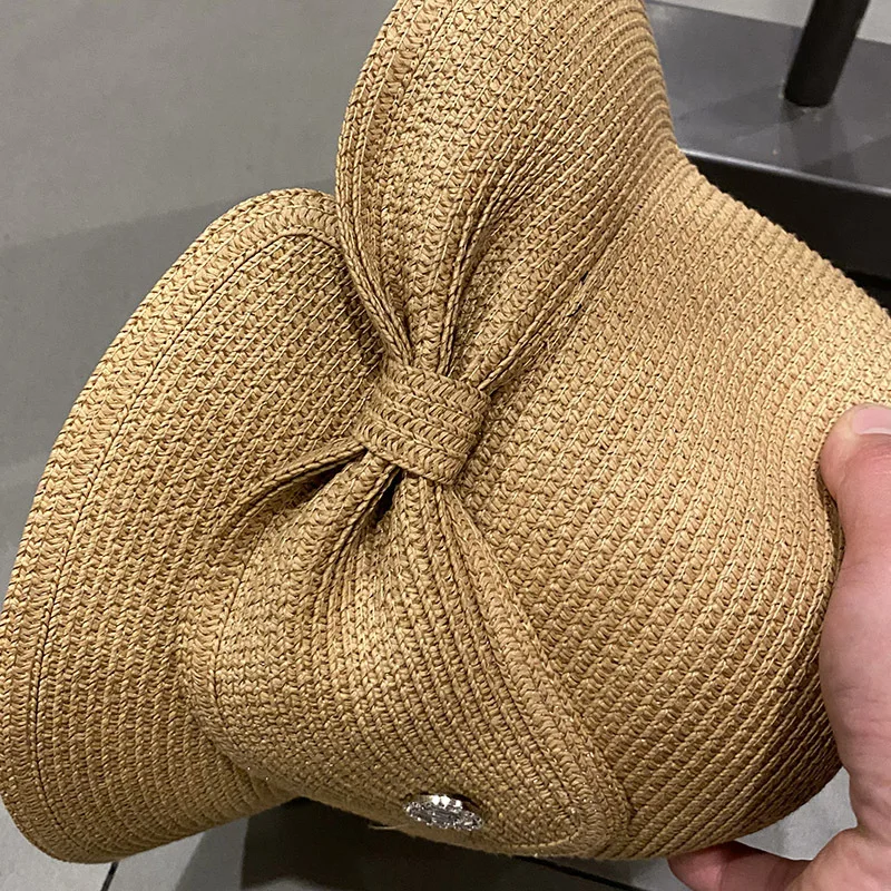 202103-dudu  summer bowknot HOLIDAY sunshade fisherman's Hat paper   BUCKET   cap