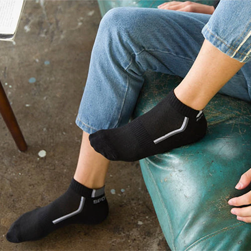 5 пар/партия новые хлопковые спортивные носки мужские однотонные короткие по