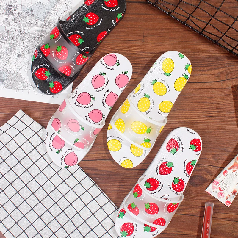 

Summer Slippers Women Slides Female Shoes Cartoon Fruit Strawberry Pineapple Peach Girl Flip Flops Slide Sandals Beach Slides