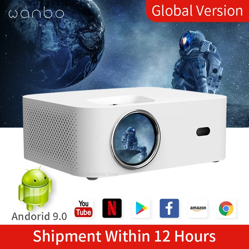  Мини-проектор, Android 4K Wanbo X1, Портативный светодиодный проектор 1280720P, коррекция трапецеидальных искажений, не ТВ-Стик 