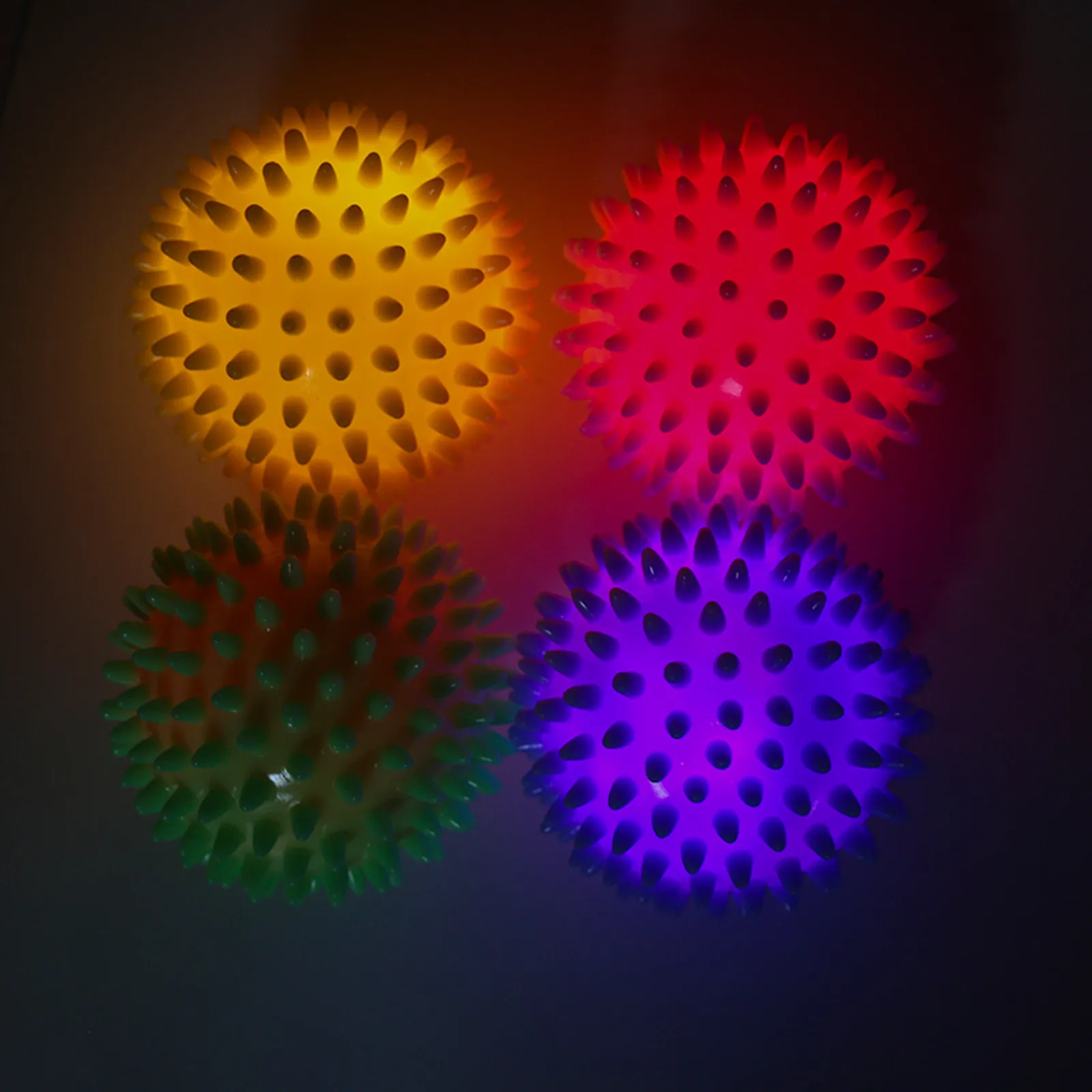

4pc Luminous Soles Muscles Flash Massage Decompress Prick Ball Squeeze Luminous Stress Relief Toy Decompression Throw Fidget