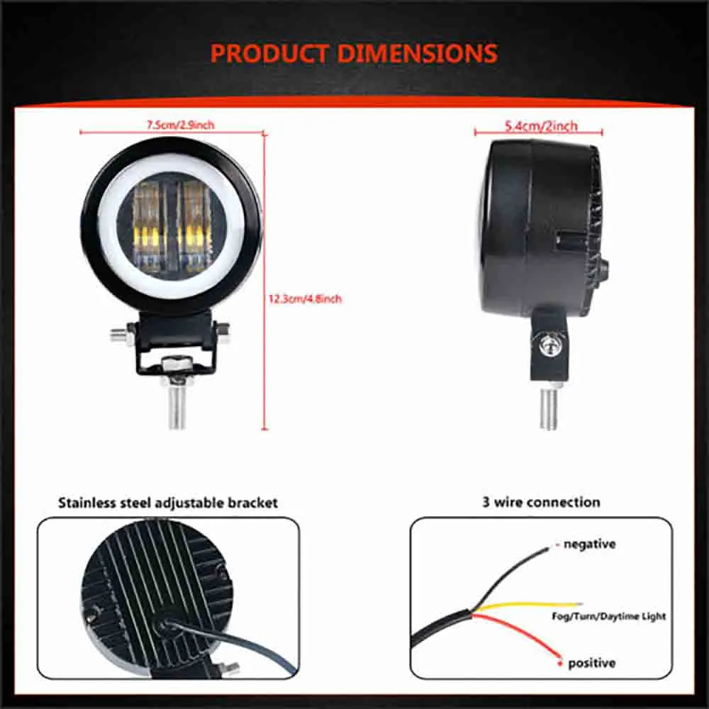 

IP67 LED Work Light LED Light DC 10-30V Driving Fog Halo Offroad 3inch