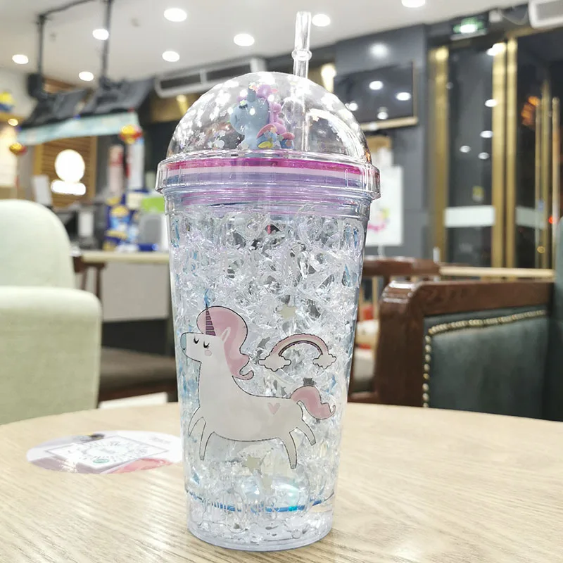 Единорог милый бутылку воды льда Пить самостоятельно стаканчик с соломинкой Для