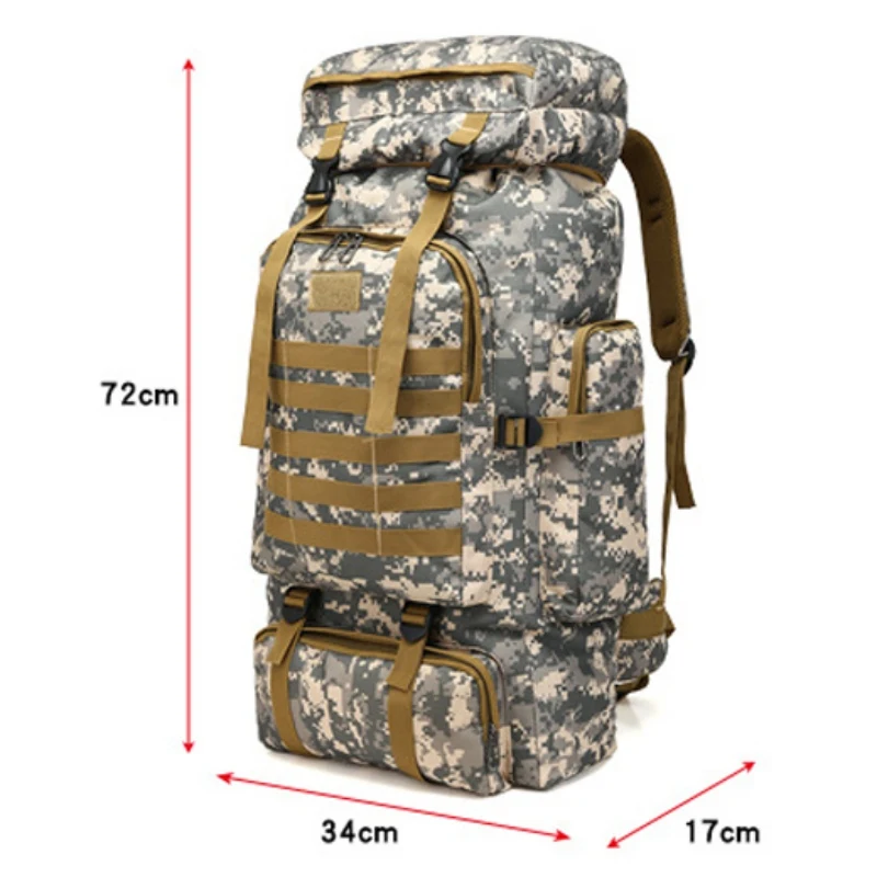 

Large Capacity Outdoor Climbing Mountaineering Backpack Military Tactical Pack Camping Bag Molle System Trekking Hiking Daypack