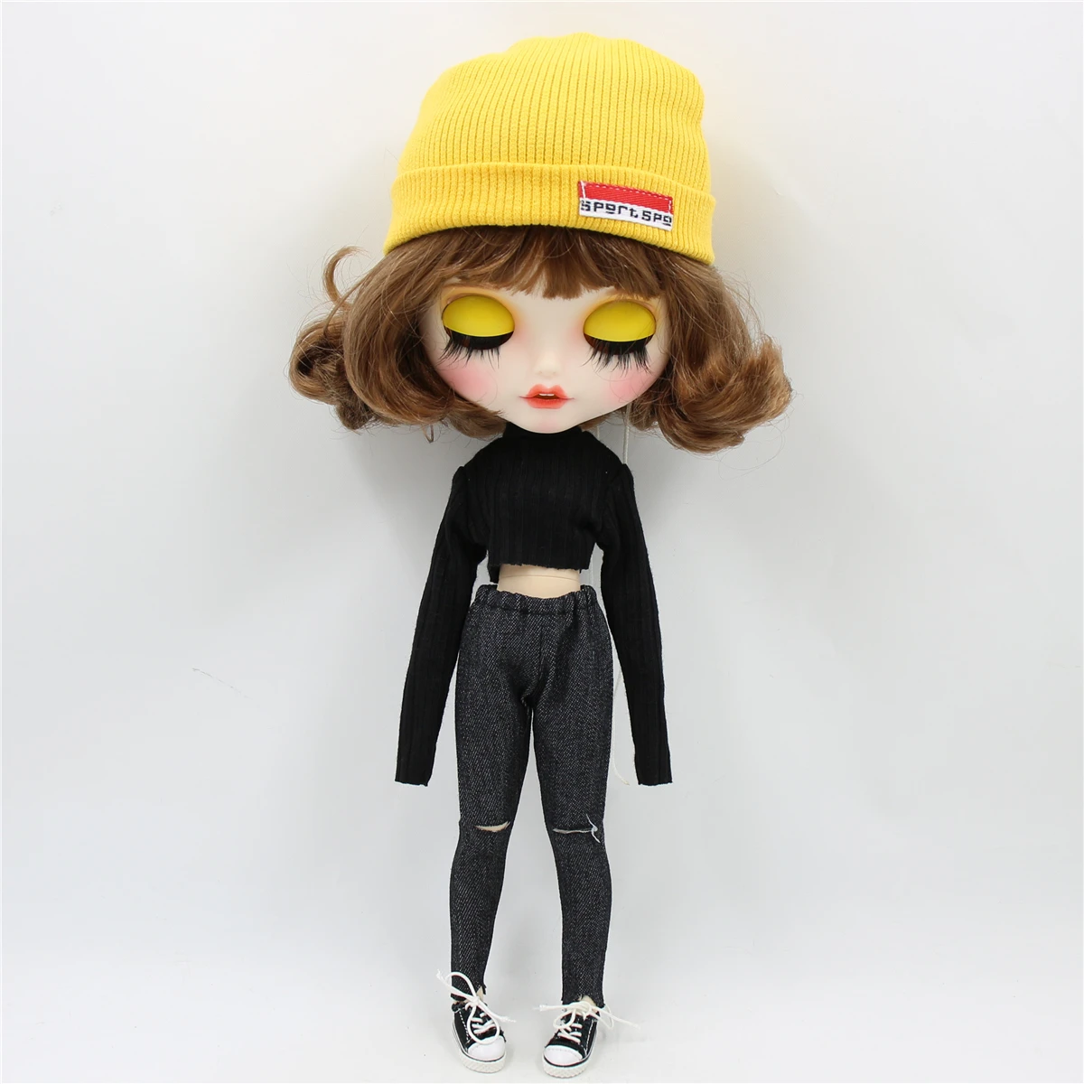 Ледяная фабрика blyth кукла 1/6 bjd белая кожа тела короткие каштановые волосы, новое матовое лицо с зубами, 30 см BL9158