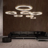 modern crystal 3 rings pendant light circle combination round ring villa high end atmosphere luxury crystal pendant lights