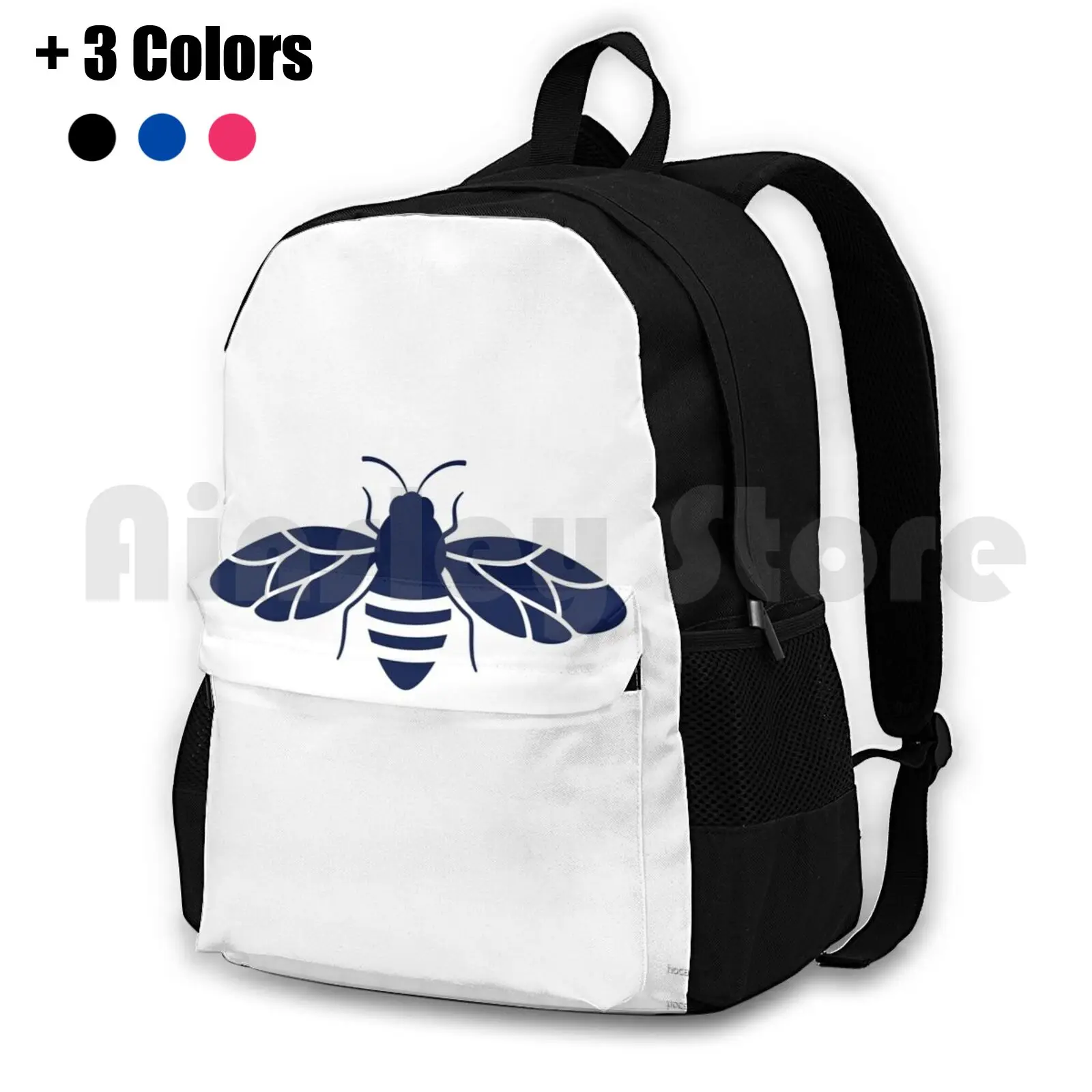 

Navy Bee Outdoor Hiking Backpack Waterproof Camping Travel Bee Bumblebee Bug Insect Fly Pottery Barn Yellow Spring Cute Home