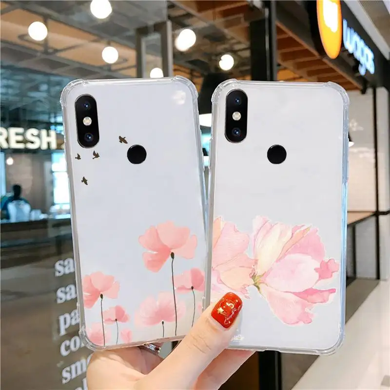 

rose Phone Case Transparent For Xiaomi CC 9 11 MAX3 Mix3 MIX2 6X 8 5x 10S 11 10 X SE lite Pro