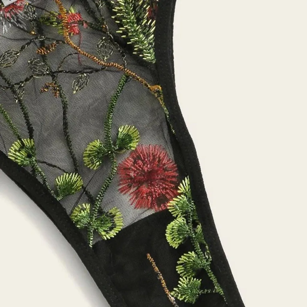 Пикантные Для женщин кружевные бюстгальтеры трусики-стринги с подвязками