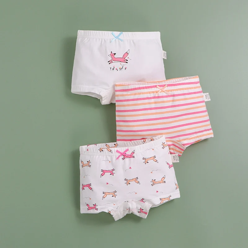 

3Pcs Lot New Fashion Kids Underwear Cotton Baby Girl Panties Children's Boxer Briefs Cartoon Designs Shorts 2 -10 Years