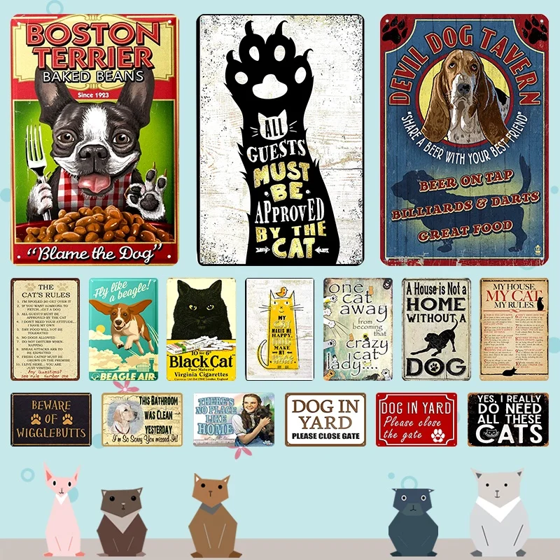 Металлическая жестяная вывеска Boston Terrier в виде запеченных бобов постер для