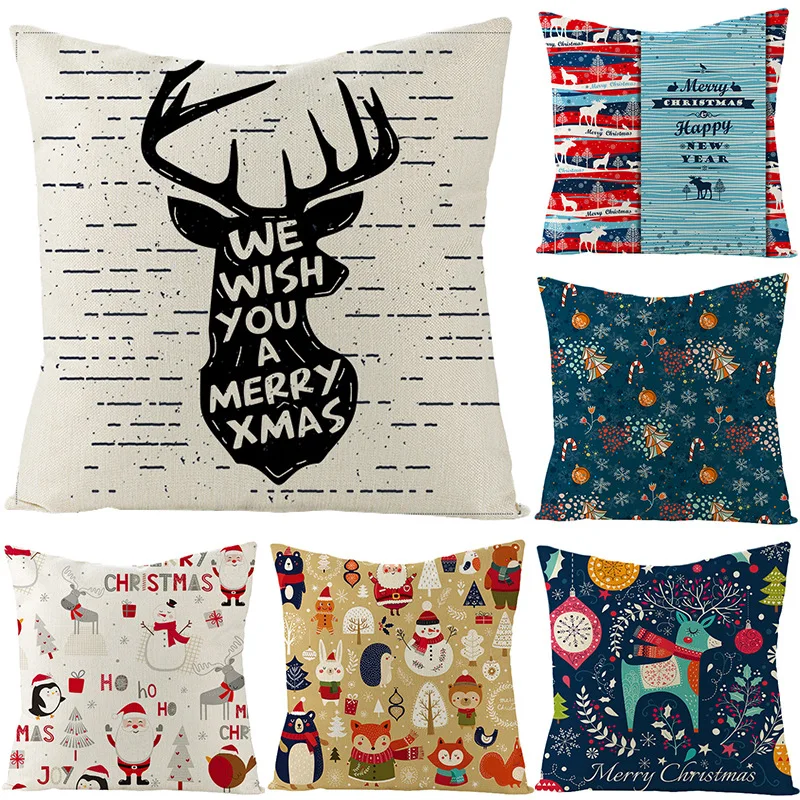 Рождественская серия наволочка с мультяшным принтом 45x45 см Рождественский Декор