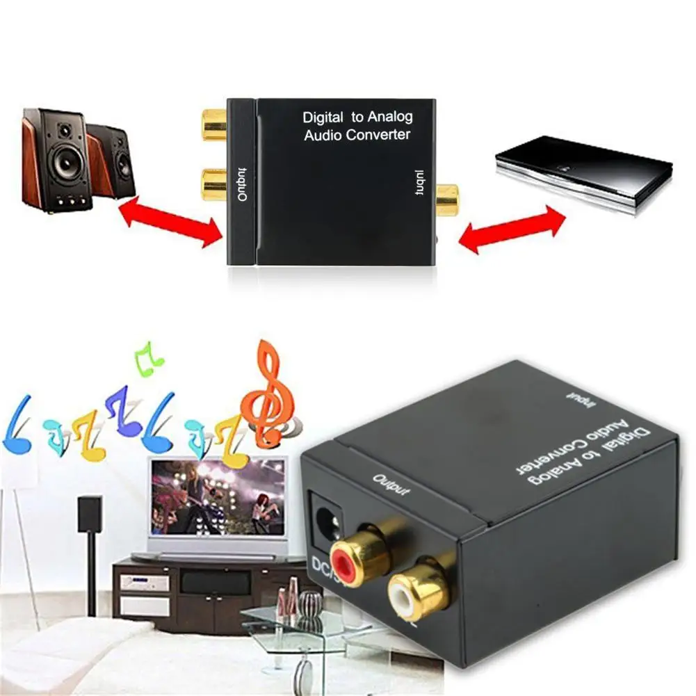 Black Digital Optical Coaxial Toslink Signal To Analog Audio Converter Adapter RCA | Электроника
