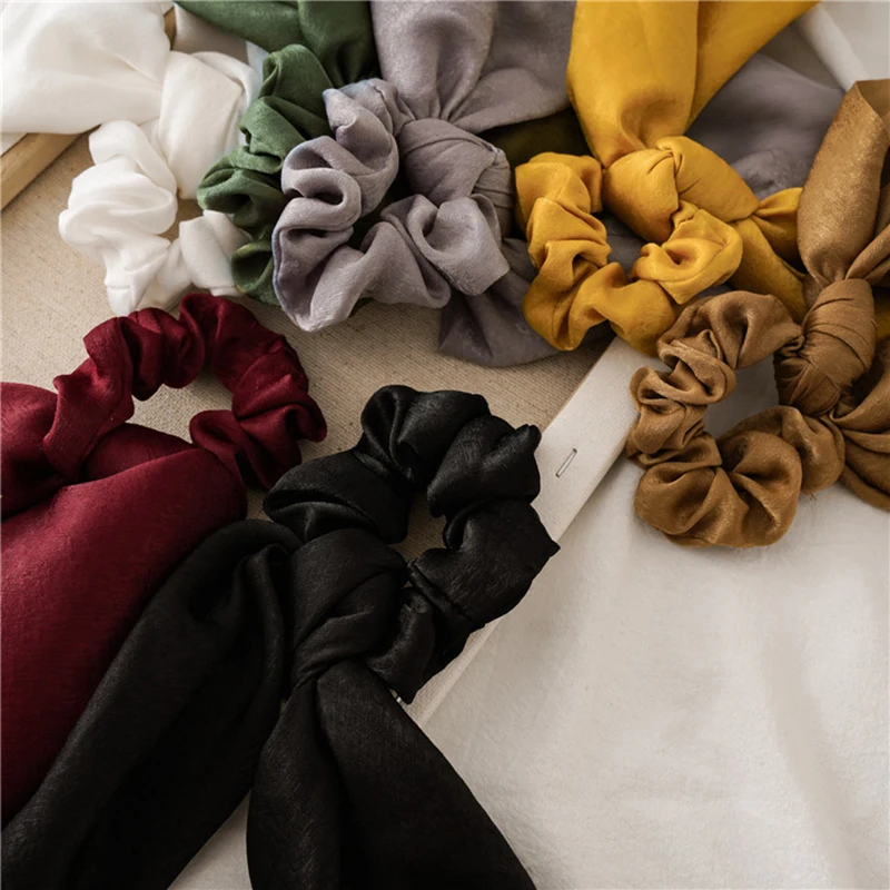 

Bohe Style Satin Hair Scrunchies Women DIY Bow Streamers Hair Accessories Ribbon Hair Ties Horsetail Ties Headband For Women Hot