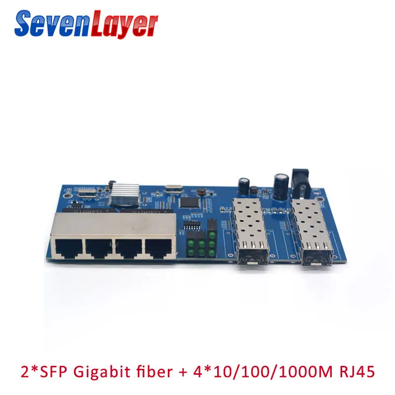 10/100/1000 м 4 RJ45 UTP и 2 SFP волоконно оптический медиаконвертер гигабитный Ethernet