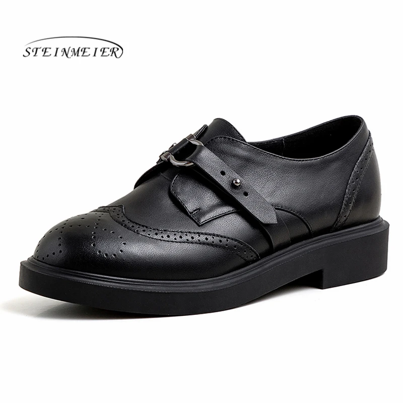 Женские Летние кожаные туфли женские броги женская обувь на плоской подошве