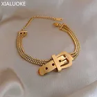 XIALUOKE Новые панк металлические Многослойные браслеты с пряжкой на ремне для женщин, Индивидуальные ювелирные изделия на запястье