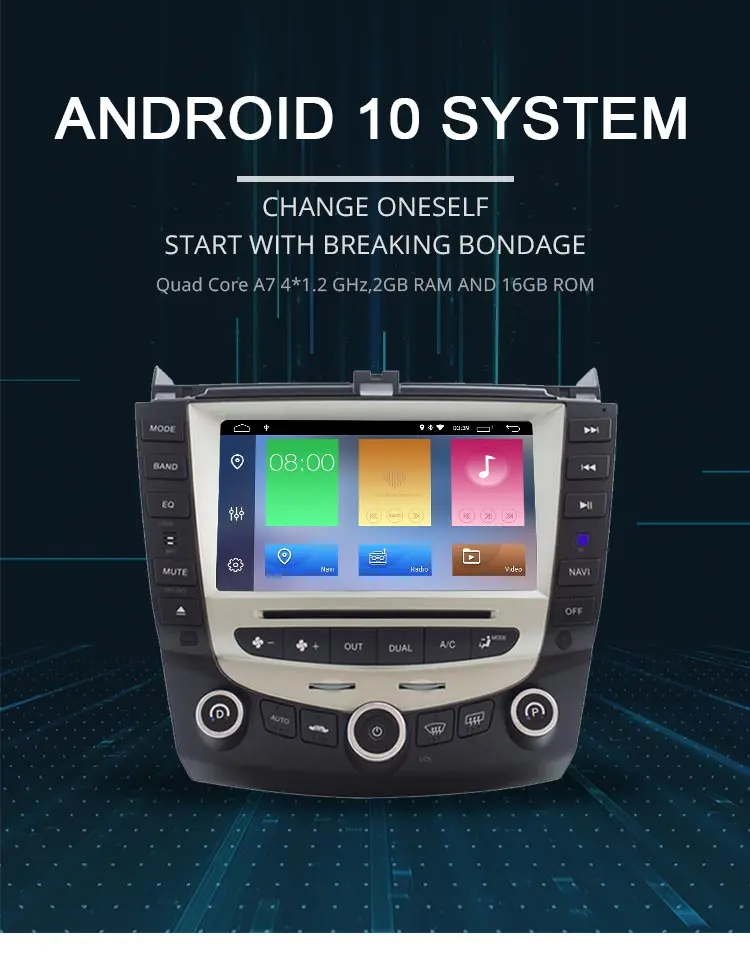 LJDA 7 дюймов 2 Дина fndroid 10 Автомобильный DVD плеер для Honda Accord 2003 2004 2005 2006 2007 Радио Аудио WI-FI Canbus gps навигации BT